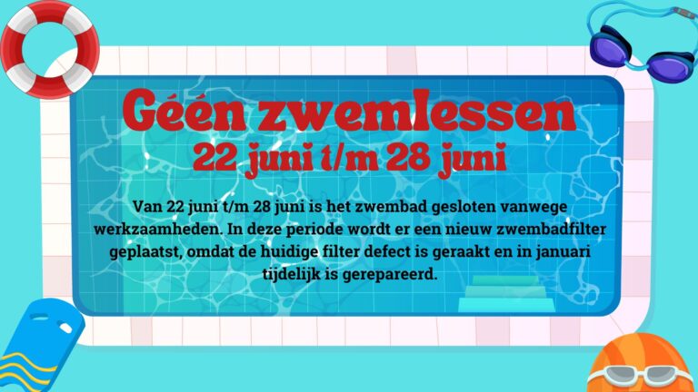 sluiting zwembad 22 tot 28 juni